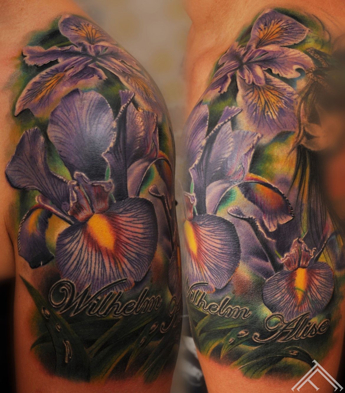 Purple_iris_flowers_water_drops_tattoo_marispavlo_art_tattoofrequency_riga_tattoostudio_saloon_tatooinriga