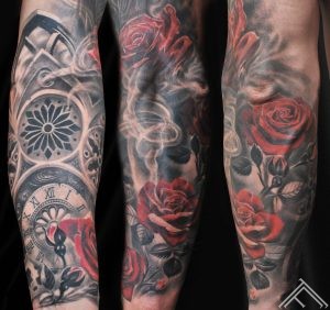 baroque-clockface-roses-tattoo-tattoofrequency-riga-art