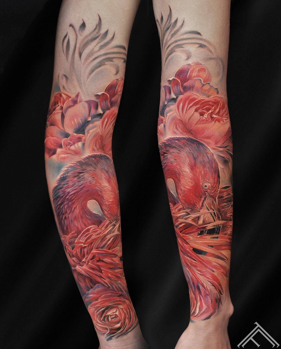 flamingo-bird-putns-roses-peony-ziedi-art-tattoo-tattoofrequency-riga-maksla