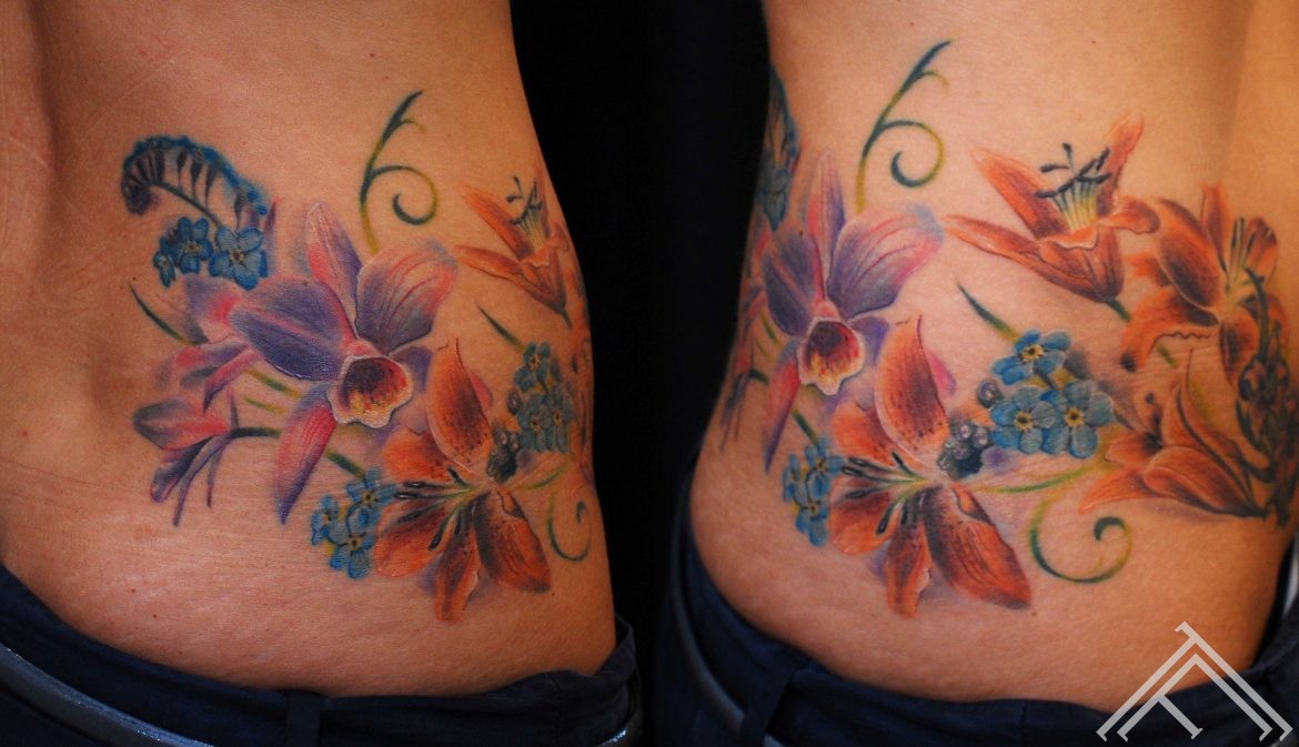 flowers_lilies_orchid_forgetmenot_tattoo_tattoofrequency_marispavlo